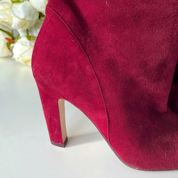 NEW STUART WEITZMAN Charlie Caberne Red Burgundy Suede Knee Boot sz 10 - Picture 7 of 9